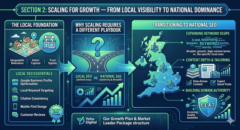 Scaling from local to national dominance